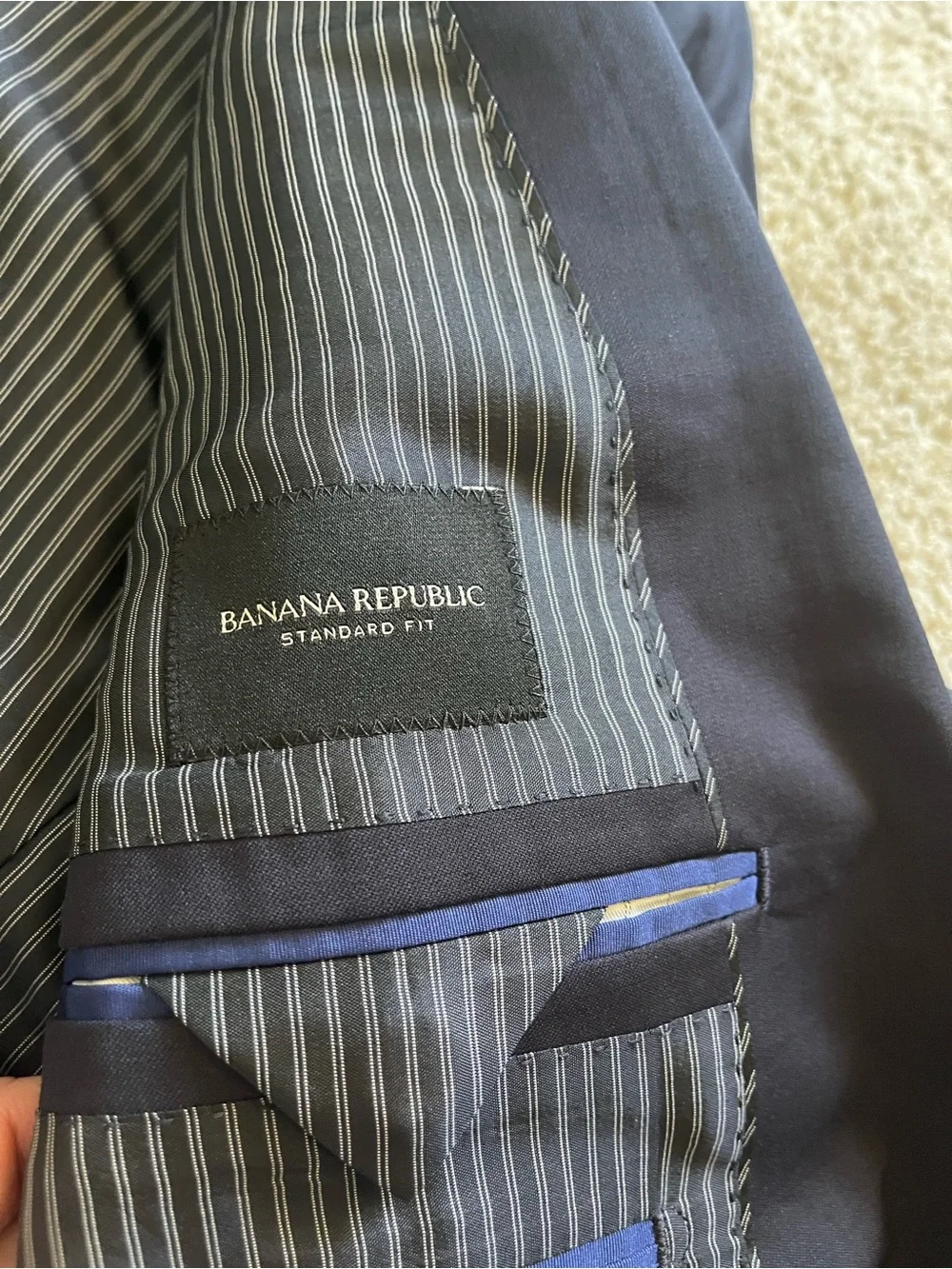 Banana Republic Blazer Men 42L Blue Standard Fit Marzotto Italian 120s Wool